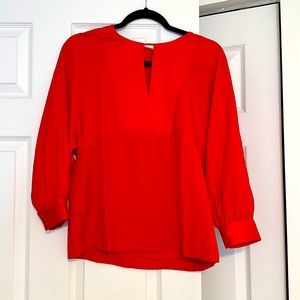 J. Crew Red 3/4 long sleeve Blouse work top Size XS